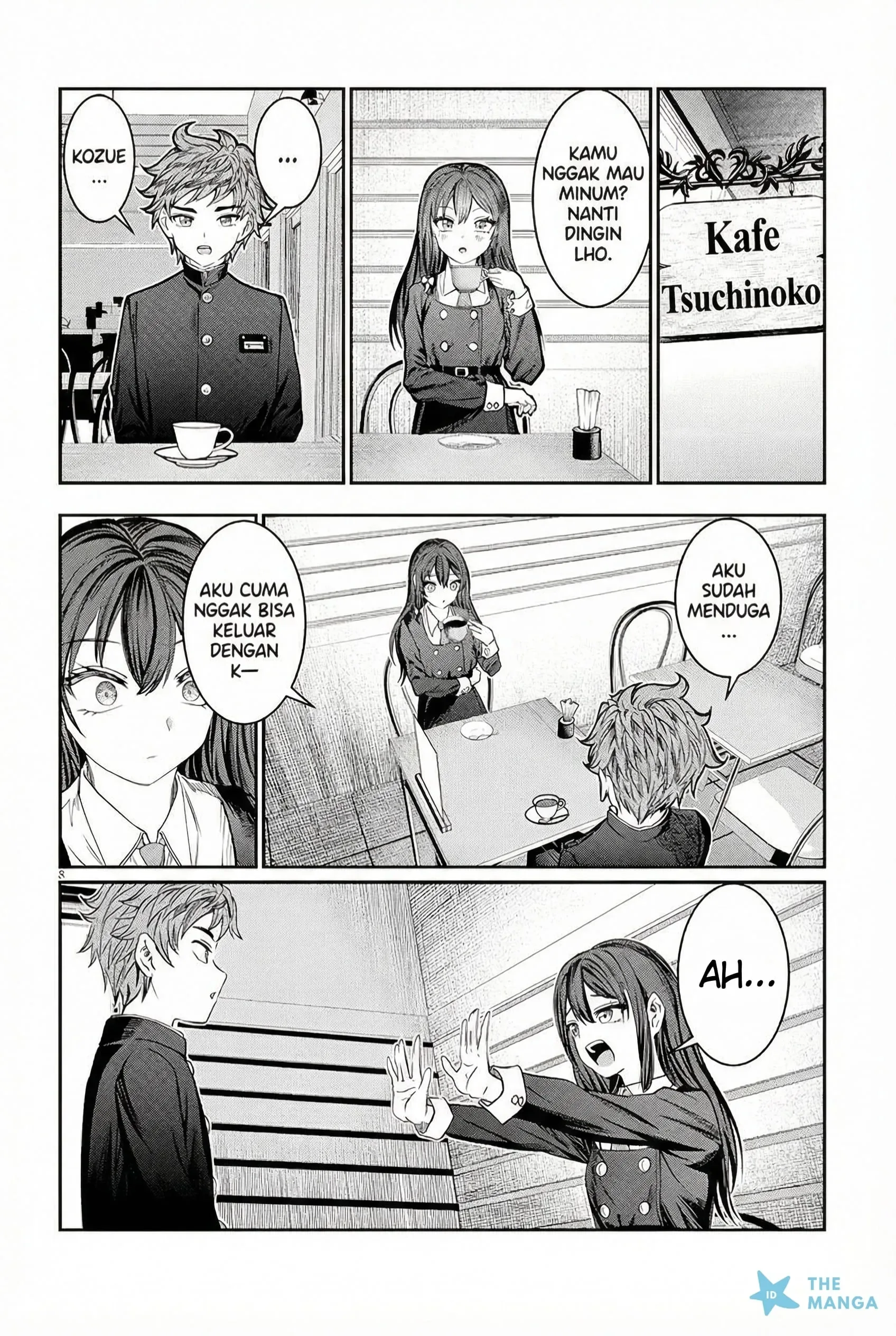 Halaman 8 — Kimi wa Yakamashi Tojite yo Kuchi wo! Chapter 46