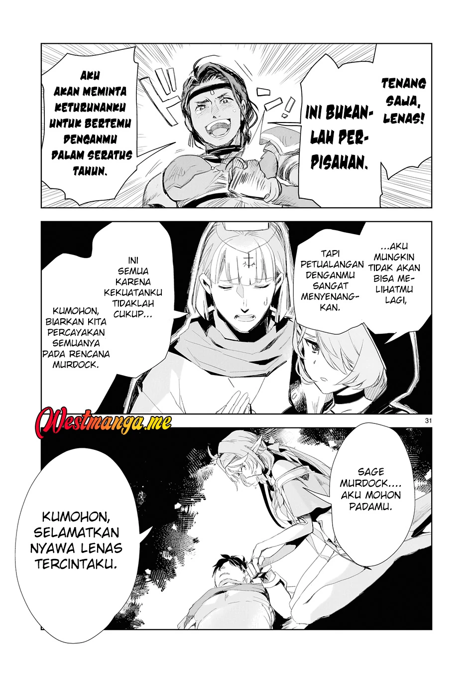 Halaman 24 — Elf-zuma to Hajimeru Yuukyuu no Tabi: Densetsu no Yuusha, Aisuru Elf to Tomo ni 100-nen Mae ni Sukutta Sekai wo Tabisuru Chapter 1