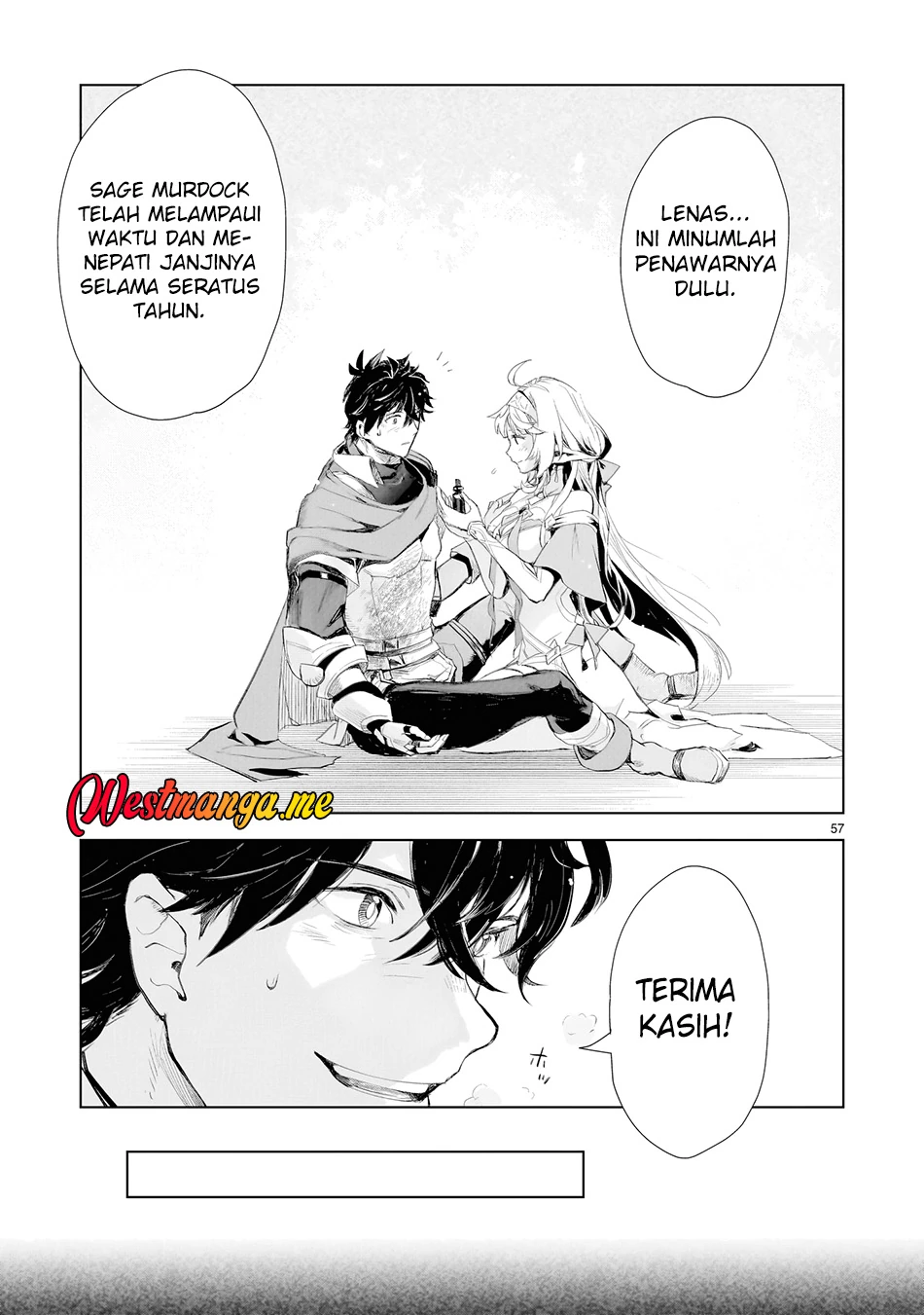 Halaman 46 — Elf-zuma to Hajimeru Yuukyuu no Tabi: Densetsu no Yuusha, Aisuru Elf to Tomo ni 100-nen Mae ni Sukutta Sekai wo Tabisuru Chapter 1