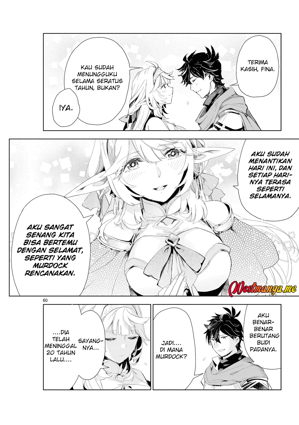 Halaman 49 — Elf-zuma to Hajimeru Yuukyuu no Tabi: Densetsu no Yuusha, Aisuru Elf to Tomo ni 100-nen Mae ni Sukutta Sekai wo Tabisuru Chapter 1