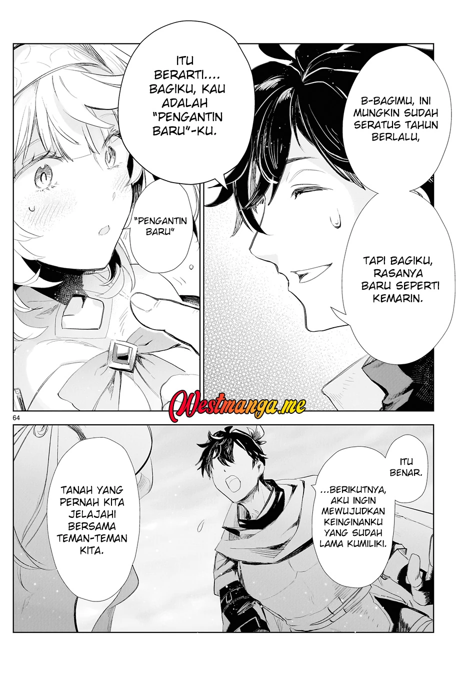Halaman 53 — Elf-zuma to Hajimeru Yuukyuu no Tabi: Densetsu no Yuusha, Aisuru Elf to Tomo ni 100-nen Mae ni Sukutta Sekai wo Tabisuru Chapter 1