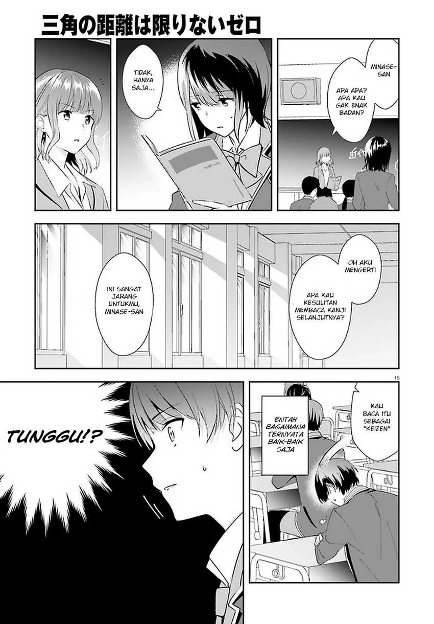 Halaman 15 — Sankaku no Kyori wa Kagirinai Zero Chapter 13