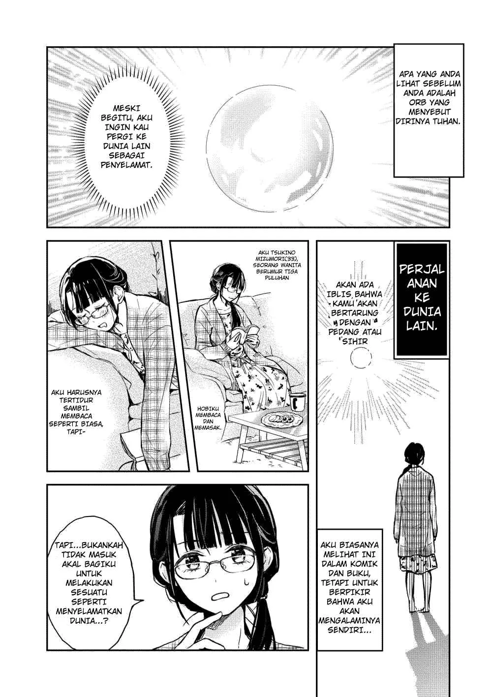 Halaman 3 — Isekai ni Kyuuseishu toshite Yobaremashita ga, Around 30 ni wa Muri nanode, Hissori Book Cafe Hajimemashita. Chapter 1